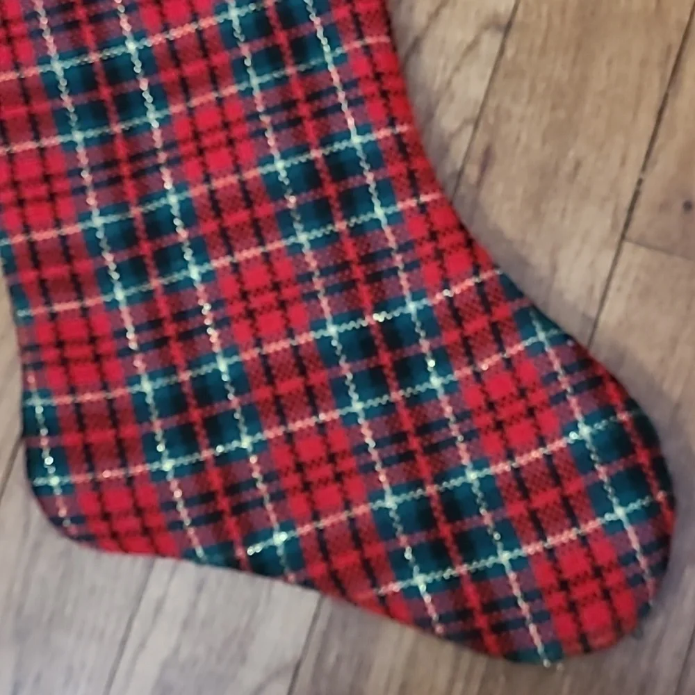 Plaid Christmas‎ Stocking green red gold black
